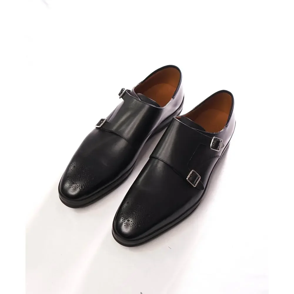 $1,295 BALLY - Black Leather Monk Straps - US 13 3E (12UK)